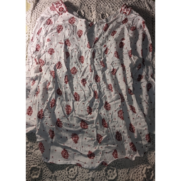 Peasant Top Size Medium White/ Red LA Hearts - Picture 3 of 5